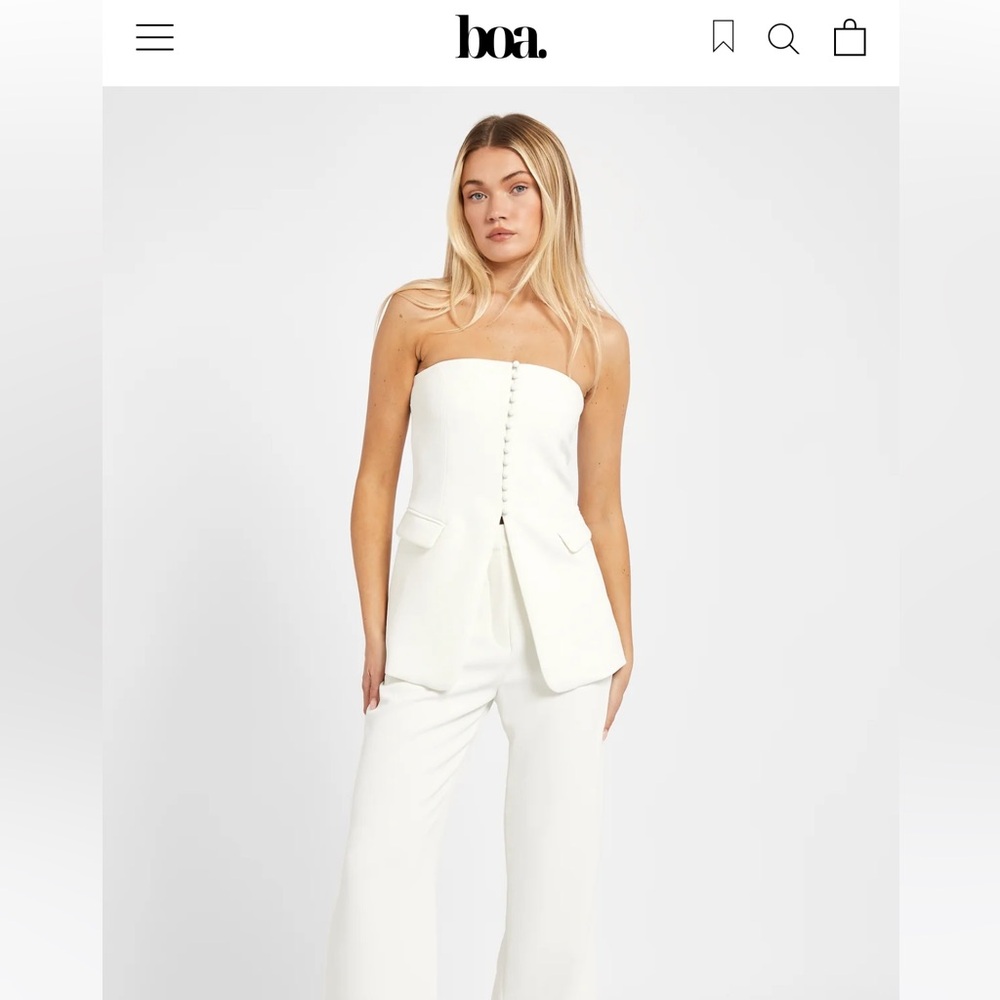 Because of Alice strapless peplum top
